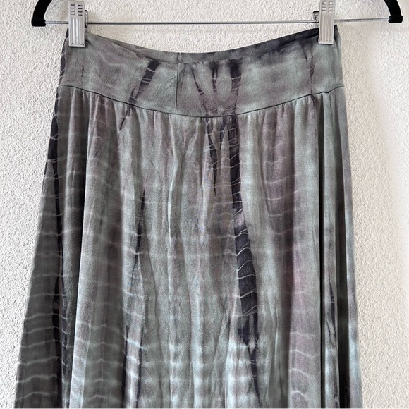 HODGES Women Tie Dye Maxi Skirt Large Olive Green Modal Blend Boho Hippie Fest - Picture 8 of 11